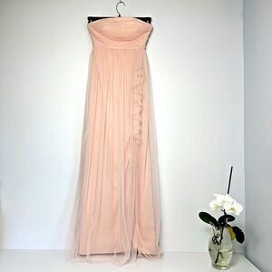 JUMP APPAREL Women’s Size 1/2 Solid Pink/Peach Strapless Zip Tulle Column Dress